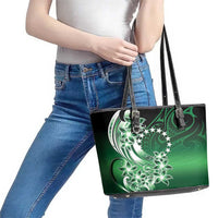 Cook Islands Tattoo Leather Tote Bag Plumeria Polynesian Pattern LT9 - Polynesian Pride
