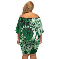 Cook Islands Tattoo Off Shoulder Short Dress Plumeria Polynesian Pattern LT9 - Polynesian Pride