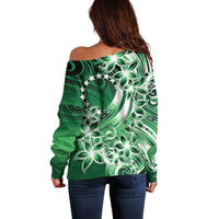 Cook Islands Tattoo Off Shoulder Sweater Plumeria Polynesian Pattern LT9 - Polynesian Pride