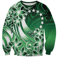 Cook Islands Tattoo Sweatshirt Plumeria Polynesian Pattern LT9 Unisex Green - Polynesian Pride