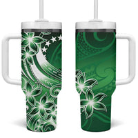 Cook Islands Tattoo Tumbler With Handle Plumeria Polynesian Pattern LT9 One Size: 40 oz Green - Polynesian Pride