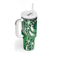 Cook Islands Tattoo Tumbler With Handle Plumeria Polynesian Pattern LT9 - Polynesian Pride