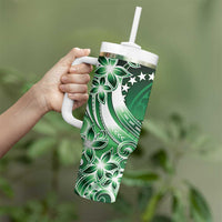 Cook Islands Tattoo Tumbler With Handle Plumeria Polynesian Pattern LT9 - Polynesian Pride
