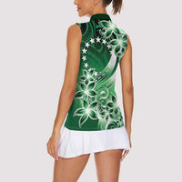 Cook Islands Tattoo Women Sleeveless Polo Shirt Plumeria Polynesian Pattern