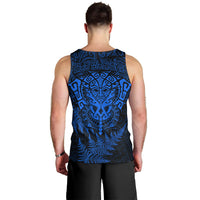 New Zealand Rugby Men Tank Top Silver Fern All Black Mix Ta Moko Blue Style LT9 - Polynesian Pride