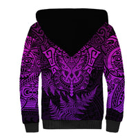 Personalised New Zealand Rugby Sherpa Hoodie Silver Fern All Black Mix Ta Moko Purple Style LT9 - Polynesian Pride