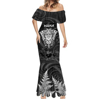 Personalised New Zealand Rugby Mermaid Dress Aotearoa Ka Mate Haka All Black Mix Ta Moko White Style LT9 - Polynesian Pride