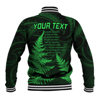 Personalised New Zealand Rugby Baseball Jacket Aotearoa Ka Mate Haka All Black Mix Ta Moko Green Style LT9 - Polynesian Pride