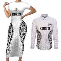 World Rugby Cook Islands Couples Matching Short Sleeve Bodycon Dress and Long Sleeve Button Shirt Kukis Make History LT9 White - Polynesian Pride