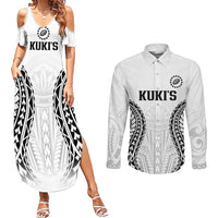 World Rugby Cook Islands Couples Matching Summer Maxi Dress and Long Sleeve Button Shirt Kukis Make History LT9 White - Polynesian Pride