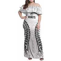World Rugby Cook Islands Family Matching Off Shoulder Maxi Dress and Hawaiian Shirt Kukis Make History - Polynesian Pride