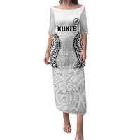 World Rugby Cook Islands Family Matching Puletasi and Hawaiian Shirt Kukis Make History LT9 Mom's Dress White - Polynesian Pride