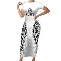 World Rugby Cook Islands Short Sleeve Bodycon Dress Kukis Make History LT9 Long Dress White - Polynesian Pride