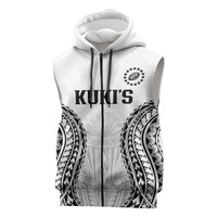 World Rugby Cook Islands Sleeveless Zip Hoodie Kukis Make History LT9 White - Polynesian Pride