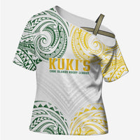 World Rugby Cook Islands Cross Shoulder Shirt White Polynesian Tribal Pattern LT9 Female White - Polynesian Pride