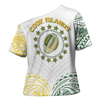 World Rugby Cook Islands Cross Shoulder Shirt White Polynesian Tribal Pattern LT9 - Polynesian Pride