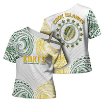 World Rugby Cook Islands Cross Shoulder Shirt White Polynesian Tribal Pattern LT9 - Polynesian Pride