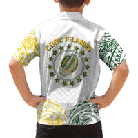 World Rugby Cook Islands Kid Hawaiian Shirt White Polynesian Tribal Pattern LT9 - Polynesian Pride