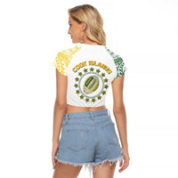 World Rugby Cook Islands Raglan Cropped T Shirt White Polynesian Tribal Pattern LT9 - Polynesian Pride