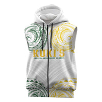 World Rugby Cook Islands Sleeveless Zip Hoodie White Polynesian Tribal Pattern LT9 White - Polynesian Pride