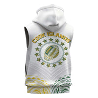 World Rugby Cook Islands Sleeveless Zip Hoodie White Polynesian Tribal Pattern LT9 - Polynesian Pride
