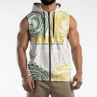 World Rugby Cook Islands Sleeveless Zip Hoodie White Polynesian Tribal Pattern LT9 - Polynesian Pride