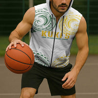 World Rugby Cook Islands Sleeveless Zip Hoodie White Polynesian Tribal Pattern LT9 - Polynesian Pride
