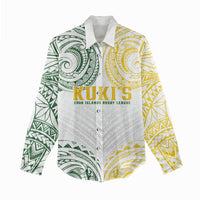 World Rugby Cook Islands Women Casual Shirt White Polynesian Tribal Pattern - Polynesian Pride