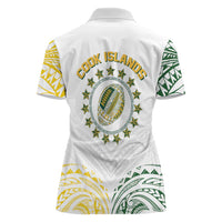 World Rugby Cook Islands Women Polo Shirt White Polynesian Tribal Pattern LT9 - Polynesian Pride
