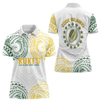 World Rugby Cook Islands Women Polo Shirt White Polynesian Tribal Pattern LT9 - Polynesian Pride