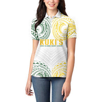World Rugby Cook Islands Women Polo Shirt White Polynesian Tribal Pattern LT9 - Polynesian Pride