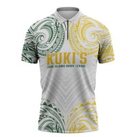 World Rugby Cook Islands Zipper Polo Shirt White Polynesian Tribal Pattern LT9 White - Polynesian Pride