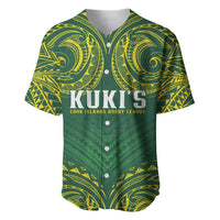World Rugby Cook Islands Baseball Jersey Green Polynesian Tribal Pattern LT9 Green - Polynesian Pride