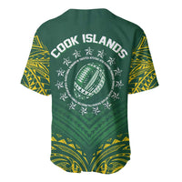 World Rugby Cook Islands Baseball Jersey Green Polynesian Tribal Pattern LT9 - Polynesian Pride