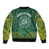World Rugby Cook Islands Bomber Jacket Green Polynesian Tribal Pattern - Polynesian Pride