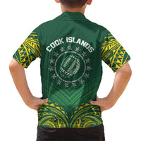 World Rugby Cook Islands Hawaiian Shirt Green Polynesian Tribal Pattern LT9 - Polynesian Pride