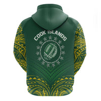 World Rugby Cook Islands Hoodie Green Polynesian Tribal Pattern - Polynesian Pride