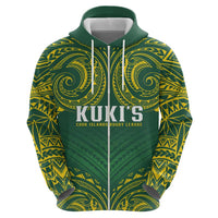 World Rugby Cook Islands Hoodie Green Polynesian Tribal Pattern - Polynesian Pride