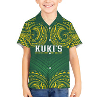 World Rugby Cook Islands Kid Hawaiian Shirt Green Polynesian Tribal Pattern LT9 Kid Green - Polynesian Pride