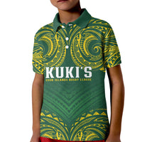 World Rugby Cook Islands Kid Polo Shirt Green Polynesian Tribal Pattern - Polynesian Pride