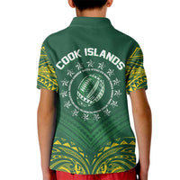 World Rugby Cook Islands Kid Polo Shirt Green Polynesian Tribal Pattern LT9 - Polynesian Pride