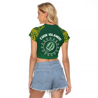 World Rugby Cook Islands Raglan Cropped T Shirt Green Polynesian Tribal Pattern LT9 - Polynesian Pride