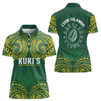 World Rugby Cook Islands Women Polo Shirt Green Polynesian Tribal Pattern LT9 - Polynesian Pride
