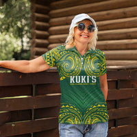 World Rugby Cook Islands Women Polo Shirt Green Polynesian Tribal Pattern LT9 - Polynesian Pride