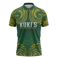 World Rugby Cook Islands Zipper Polo Shirt Green Polynesian Tribal Pattern LT9 Green - Polynesian Pride