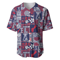 Guam Felis Pasgua Baseball Jersey Pacific Patchwork Xmas Vibes LT9 Blue - Polynesian Pride