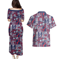 Guam Felis Pasgua Couples Matching Puletasi and Hawaiian Shirt Pacific Patchwork Xmas Vibes LT9 - Polynesian Pride