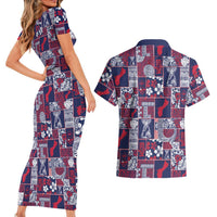 Guam Felis Pasgua Couples Matching Short Sleeve Bodycon Dress and Hawaiian Shirt Pacific Patchwork Xmas Vibes LT9 - Polynesian Pride
