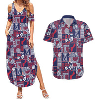 Guam Felis Pasgua Couples Matching Summer Maxi Dress and Hawaiian Shirt Pacific Patchwork Xmas Vibes LT9 Blue - Polynesian Pride