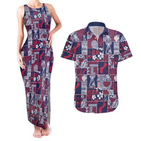 Guam Felis Pasgua Couples Matching Tank Maxi Dress and Hawaiian Shirt Pacific Patchwork Xmas Vibes LT9 Blue - Polynesian Pride